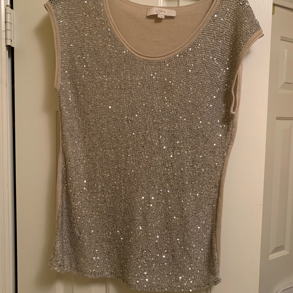 Loft sweater type glitter tank euc